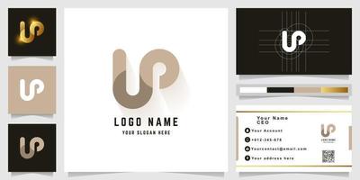 Letter UP or UO monogram logo with business card design vector