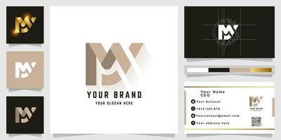 Letter MY or NY monogram logo with business card design vector