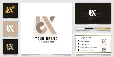 Letter tX or bX monogram logo with business card design vector