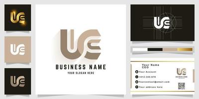 Letter UC or NE monogram logo with business card design vector