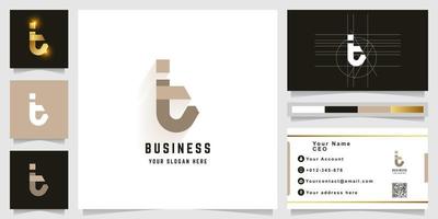 Letter t or it monogram logo with business card design vector