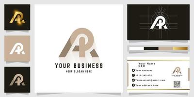 Letter AR or AP monogram logo with business card design vector