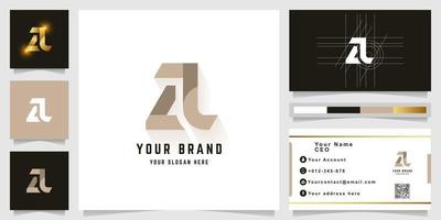 Letter a or ZL monogram logo with business card design vector