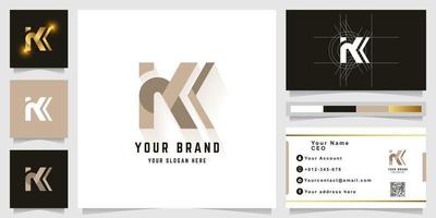 Letter K or KK monogram logo with business card design vector