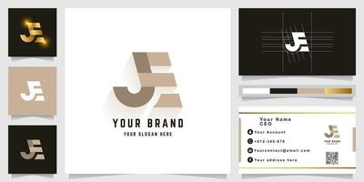 Letter JF or FE monogram logo with business card design vector