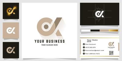 Letter oK or dK monogram logo with business card design vector