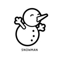 isolated simple outline cute snowman coloring book vector design element