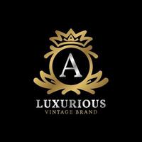 letter A with crown luxury crest for beauty care, salon, spa, fashion vector logo design