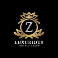 letter Z with crown luxury crest for beauty care, salon, spa, fashion vector logo design