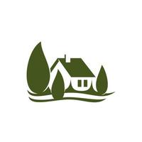Eco house village green real estate vector icon