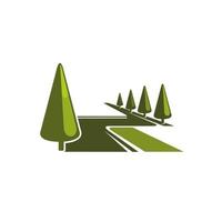 Green forest park trees vector eco icon