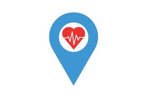 Hart medical location icon and logo vector. vector