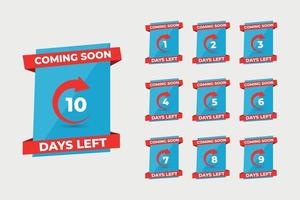 Countdown timer number coming soon 10 of days left Vector element