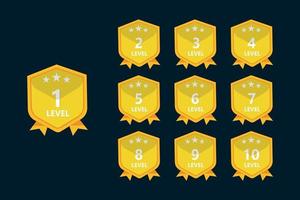 Game level up Gold badges with number for game ui design. vector