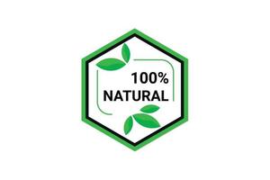 Green 100 percent natural badge design. vector