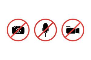 No video No photography No record icon illustration. vector