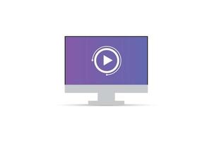 Video player template isolated on tv screen background vector