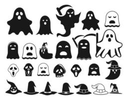 colección de días de halloween conjunto vectorial de imágenes prediseñadas de halloween, imágenes prediseñadas de color negro sprite, diseño de la bruja, vector premium creativo moderno espeluznante y espeluznante.