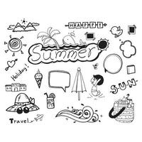 Summer doodle element vector set