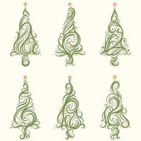 Christmas tree calligraphic vector set