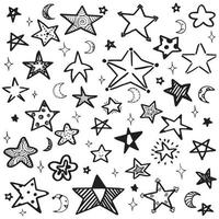 Star doodle black line vector