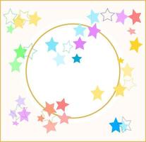 Photo frame and postcard for baby shower. Cream background with sweet multicolor of stars. vector