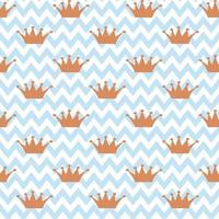 Vector seamless pattern. Little Princess paper wrapping. On zigzag white-blue background. It's a boy, shower, welcome, baby, wrap, paper, gift, present, cloth, fabric, new year, and Christmas concept.
