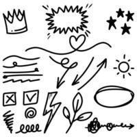 set of Hand drawn doodle elements for concept design isolated on white background. vector illustration.