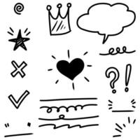 set of Hand drawn doodle elements for concept design isolated on white background. vector illustration.