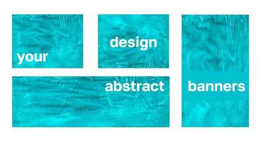 Aquamarine banner watercolor background set. vector illustration. Abstract design.