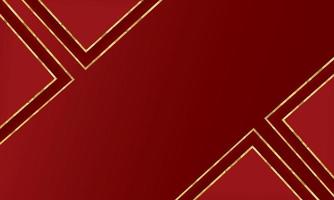 Luxury abstract red background with golden lines vector