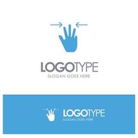 gestos mano móvil tres dedos azul sólido logotipo con lugar para eslogan vector