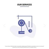Our Services Experiment Physics Education Experiment Physics Solid Glyph Icon Web card Template vector
