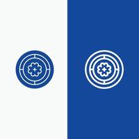 Flower Spring Circle Sunflower Line and Glyph Solid icon Blue banner Line and Glyph Solid icon Blue vector