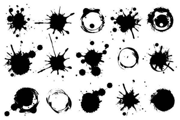 Color ink splashes. Grunge splatters. Abstract background. Grunge text banners
