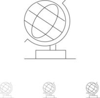 World Office Globe Web Bold and thin black line icon set vector