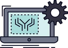 Blueprint circuit electronics engineering hardware Flat Color Icon Vector