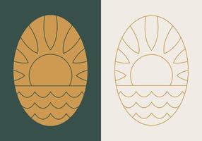 Abstract Circle Shape with Sun and Wave Logo Template vector