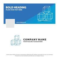 Blue Business Logo Template for Arrange, design, stack, 3d, box. Facebook Timeline Banner Design. vector web banner background illustration