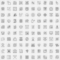 paquete de 100 iconos de líneas universales para móviles y web vector