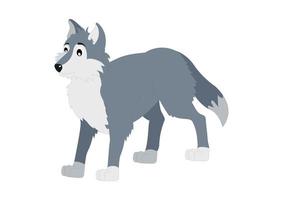 vector de personaje de dibujos animados de lobo sobre fondo blanco