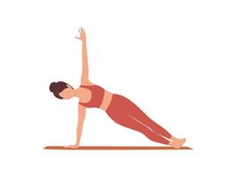 Yoga pose isolated on the white background. Young woman practicing yoga. Side plank. Vector illustration