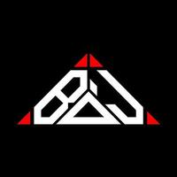 BOJ letter logo creative design with vector graphic, BOJ simple and modern logo in triangle shape.