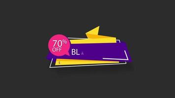 Black Friday sale 70 percent off sign banner for promo video. Sale badge. Special offer discount tags. shop now. video