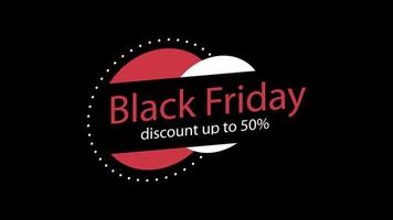 Black Friday sale discount 50 percent off sign banner for promo video. Sale badge. Special offer discount tags. shop now. video