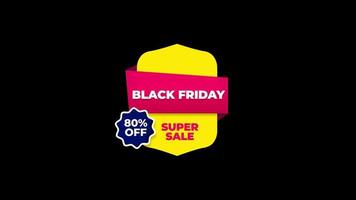 Black Friday sale 80 percent off sign banner for promo video. Sale badge. Special offer discount tags. video
