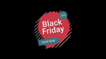 Black Friday sale discount 50 percent off sign banner for promo video. Sale badge. Special offer discount tags. shop now. video