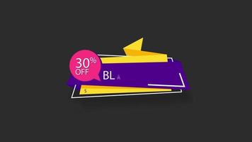 Black Friday sale discount 30 percent off sign banner for promo video. Sale badge. Special offer discount tags. shop now. video