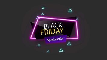 Black Friday super sale neon sign banner for promo video. Sale badge. Special offer discount tags. video