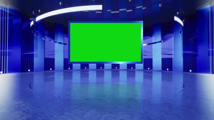 News TV Studio Set - Virtual Green Scree, Stock Video